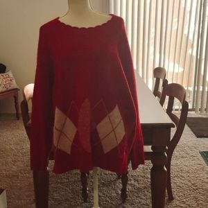 Elle Red Argyle sweater